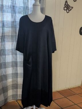 Navy Blue Linen Dress.
